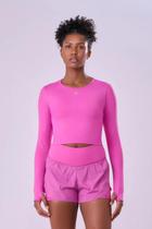 Camiseta Cropped Signature Samba Manga Longa Ind Authen Rosa