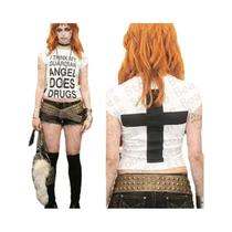 Camiseta Cropped Slim Feminina Estilo Grunge Harajuku Punk Goth Anos 90 Com Estampa Gráfica Vintage