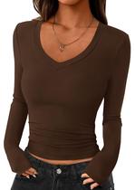 Camiseta Cropped Slim Fit PRETTYGARDEN Marrom XL