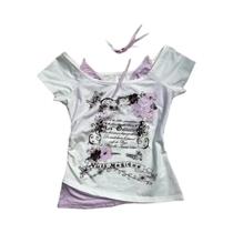 Camiseta Cropped Vintage Americana Retro Com Estampa Floral Y2K, Moda De Verão Harajuku