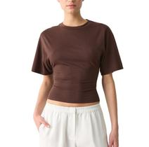 Camiseta cropped Y2K Meiweileya com cintura ajustada marrom escuro M