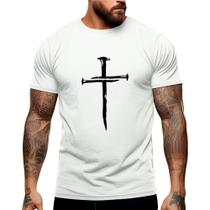 Camiseta Cruz Religião Cristo Manga Curta Gola Redonda Shopping Academia Lazer 100% Algodão