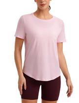 Camiseta CRZ YOGA Algodão Pima Gola Careca Rosa Suave Grande