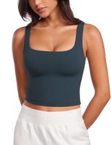 Camiseta CRZ YOGA Butterluxe com Decote Quadrado Dupla Camada Azul Marinho XL
