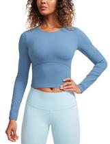 Camiseta CRZ YOGA Butterluxe Gola Redonda Manga Longa Azul P Camiseta CRZ YOGA Butterluxe Gola Redonda Manga Longa Azul P