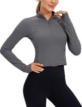 Camiseta CRZ YOGA Butterluxe Manga Longa com Meio Zíper Carbono Escuro M Camiseta CRZ YOGA Butterluxe Manga Longa com Meio Zíper Carbono Escuro M
