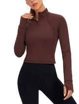 Camiseta CRZ YOGA Butterluxe Manga Longa com Meio Zíper Taupe P Camiseta CRZ YOGA Butterluxe Manga Longa com Meio Zíper Taupe P