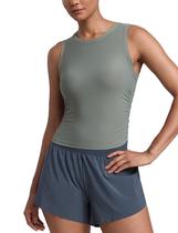 Camiseta CRZ YOGA Cloudweight Feminina com Franzido Lateral e Gola Alta Cinza Camiseta CRZ YOGA Cloudweight Feminina com Franzido Lateral e Gola Alta Cinza
