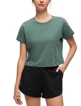 Camiseta CRZ YOGA Cropped Solta de Algodão Pima Verde G