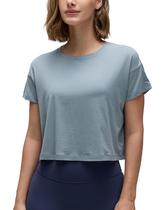 Camiseta CRZ YOGA de Algodão Pima, Cropped Relaxada, Manga Curta