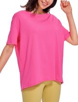 Camiseta CRZ YOGA de Algodão Pima Gola Canoa Modelo Solto Rosa M