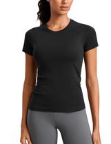 Camiseta CRZ YOGA Preta Pequena Sem Costura Manga Curta Camiseta CRZ YOGA Preta Pequena Sem Costura Manga Curta