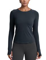 Camiseta CRZ YOGA Sem Costura Manga Longa Comprimento na Cintura Azul Marinho M Camiseta CRZ YOGA Sem Costura Manga Longa Comprimento na Cintura Azul Marinho M