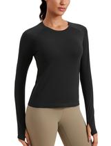 Camiseta CRZ YOGA Sem Costura Manga Longa para Treino Preta XS