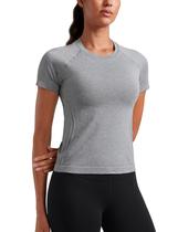 Camiseta CRZ YOGA Sem Costura para Treino Manga Curta Cinza Ardósia P