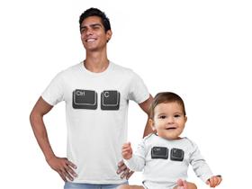 Camiseta Ctrl C Ctrl V Dia dos Pais Frase Tal Pai Tal Filho Branca