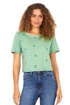 Camiseta Curta Feminina Malha Conchas Polo Wear Verde Médio