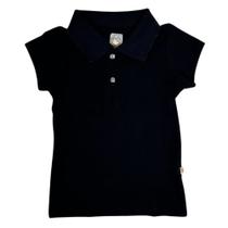 Camiseta curta polo feminina preto liso básico