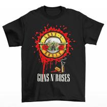 Camiseta da Banda de Rock Guns N" Roses Emblema Oficial Unissex Camisa 100% Algodão