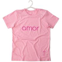 Camiseta de Algodão Amor Santo Deus Rosa