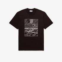 Camiseta de Algodão com Estampa de Quadra de Tênis
