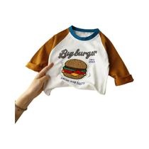 Camiseta De Algodão Com Patchwork De Manga Comprida Para Meninos, Roupas Infantis Multicoloridas