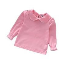 Camiseta De Algodão Com Renda Para Meninas Pequenas, Manga Longa, Branca, Primavera E Outono, Blusas