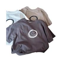 Camiseta De Algodão De Cor Sólida Para Meninos E Meninas, Manga Curta, Versátil, Camiseta Fina Para