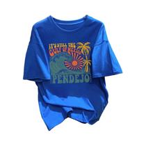 Camiseta De Algodão Feminina De Verão, Solta, Com Decote Redondo, Confortável E Estampada, Moda De Camiseta De Algodão Feminina De Verão, Solta, Com Decote Redondo, Confortável E Estampada, Moda De