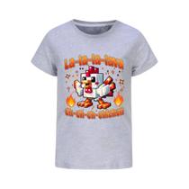 Camiseta De Algodão Infantil Verão Estampa De Cartoon Frango Lava Meninos E Meninas Manga Curta Moda