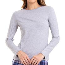 Camiseta de Algodão Manga Longa LS223 Mescla Cinza