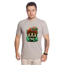 Camiseta de Algodão Masculina Mário Bros Esqueleto Estampado