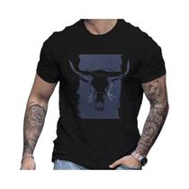 Camiseta De Algodão Masculina plus Size Para O Verão Com Estampa De Cabeça De Touro, Gola Redonda E