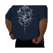 Camiseta De Algodão Masculina plus Size Para O Verão Com Estampa De Mapa Mundial, Casual, Corte