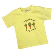 Camiseta de algodão orgânico saudável da cabeça aos pés, amarela, 1-2 anos Camiseta de algodão orgânico saudável da cabeça aos pés, amarela, 1-2 anos