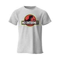 Camiseta De Algodão Oversized Masculina Com Estampa Engraçada Sem Internet, Top De Verão Para Homens