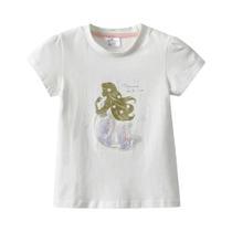 Camiseta De Algodão Para Meninas Princesa Sereia Verão Manga Curta Tops De Desenho Animado Para