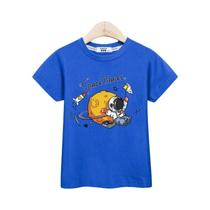 Camiseta De Algodão Para Meninos Com Estampa De Astronauta, T-shirt Casual Para Crianças De 3 a 14
