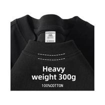 Camiseta De Algodão Pesado Azul Claro De Manga Curta 300g, T-shirt Casual Solta Para Homens E