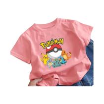 Camiseta De Algodão Pikachu Para Crianças, Estampa De Desenho Animado, Tops Impressos Para Meninos E