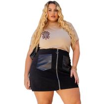 Camiseta De Algodão Plus Size Feminina Fresquinha Gola Alta Manga Curta Estampa Floral Moda Feminina