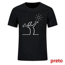 Camiseta De Algodão Unissex De Verão Com Gola Redonda E Manga Curta Estampada Casual Lineman La