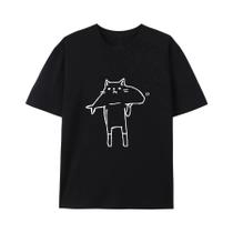 Camiseta De Anime Japonês Com Cabeça De Peixe E Gato, Manga Curta, Gola Redonda, Pulôver Para Homens