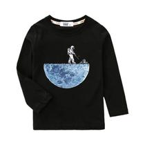 Camiseta De Astronauta Para Meninos, Manga Comprida, Primavera, Outono, Algodão, Moda Infantil