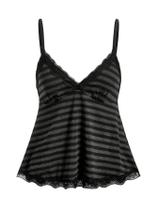 Camiseta de boneca gótica sem mangas e renda listrada SOLY HUX Camiseta de boneca gótica sem mangas e renda listrada SOLY HUX
