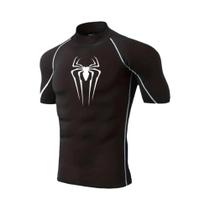 Camiseta De Compressão Com Estampa De Aranha, Gola Alta, Para Academia, Corrida, Treinamento,