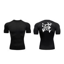 Camiseta De Compressão De Secagem Rápida Masculina Demon Slayer Impressão Ginásio Treino Fitness