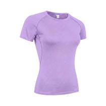 Camiseta De Compressão Feminina De Secagem Rápida, Manga Curta, Para Yoga, Corrida, Treino De Verão