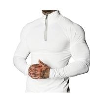 Camiseta De Compressão Masculina De Gola Alta, Elástica, Manga Longa, Com Zíper Frontal, Para