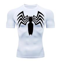 Camiseta De Compressão Masculina De Secagem Rápida Com Estampa De Aranha, Manga Curta, Proteção UV,